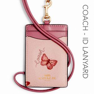Coach Butterfly Print ID Lanyard - Blossom Pink